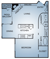 Regatta Apartments 1x1 A1 Floor Plan Regatta Apartments 1x1 A1 Floor Plan